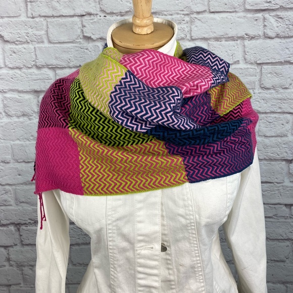 Cashmere plaid multicolor scarf Made in Scotland - Picture 1 of 7